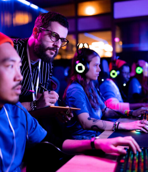 multiple people playing games in one room